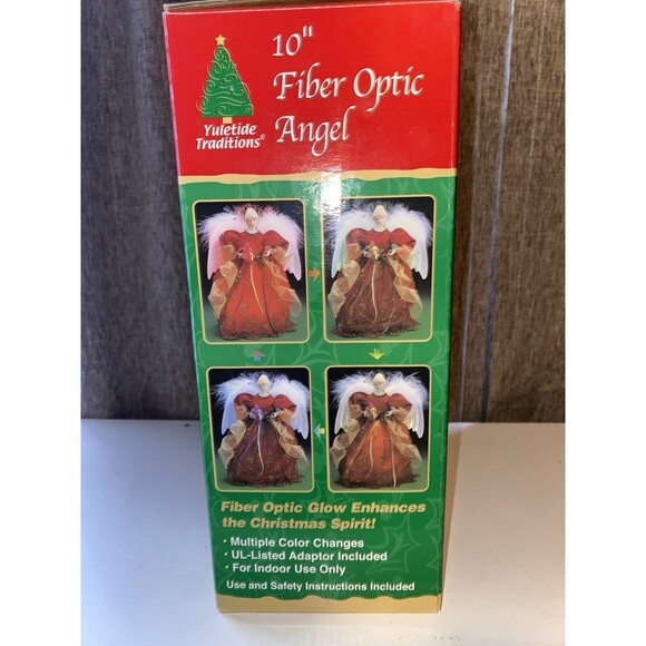 Yuletide Traditions Red Fiber Optic Angel Christmas Tree Topper LED Light-Up - Picture 3 of 8